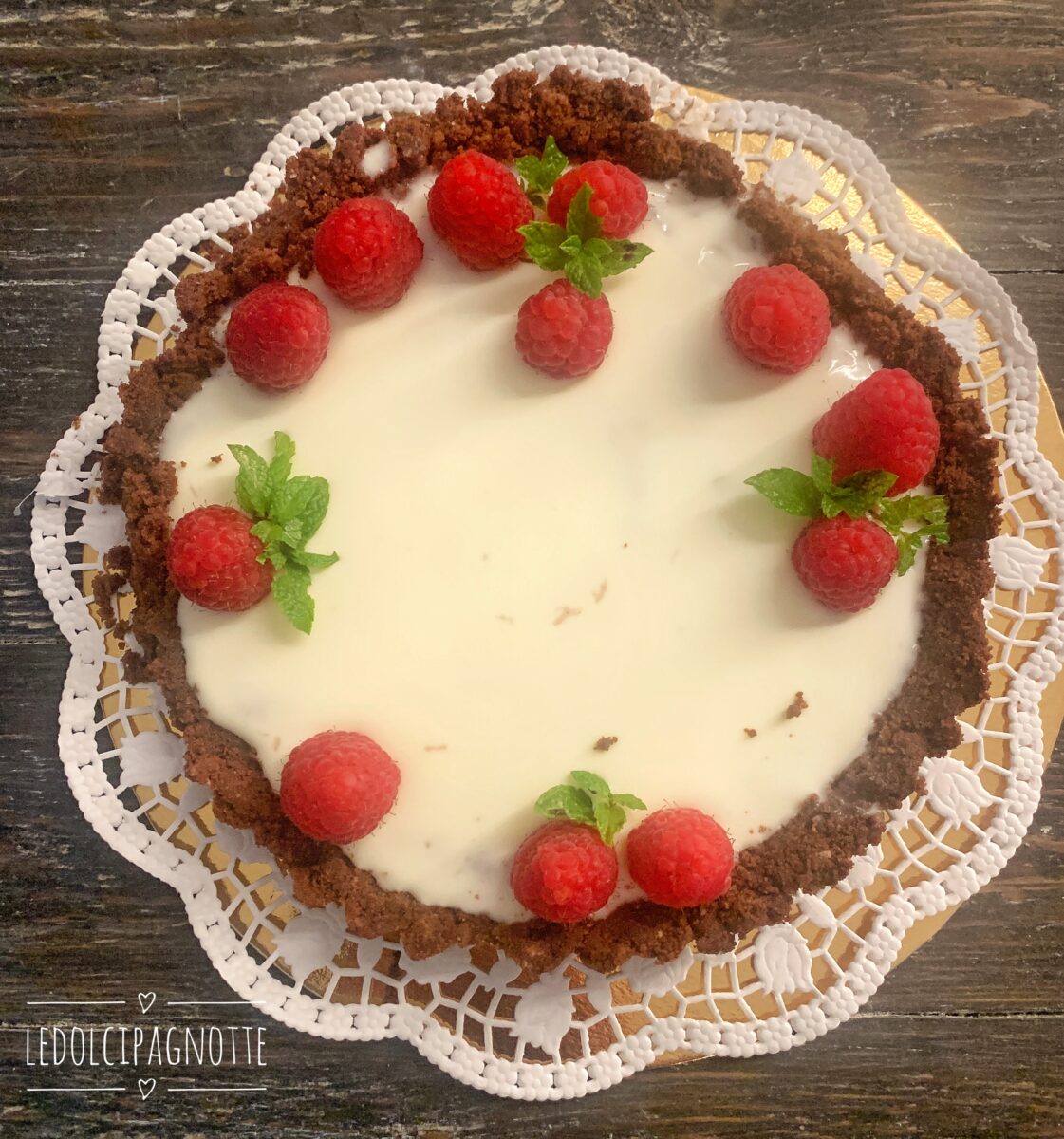 CROSTATA AL CACAO E LAMPONI SENZA COTTURA